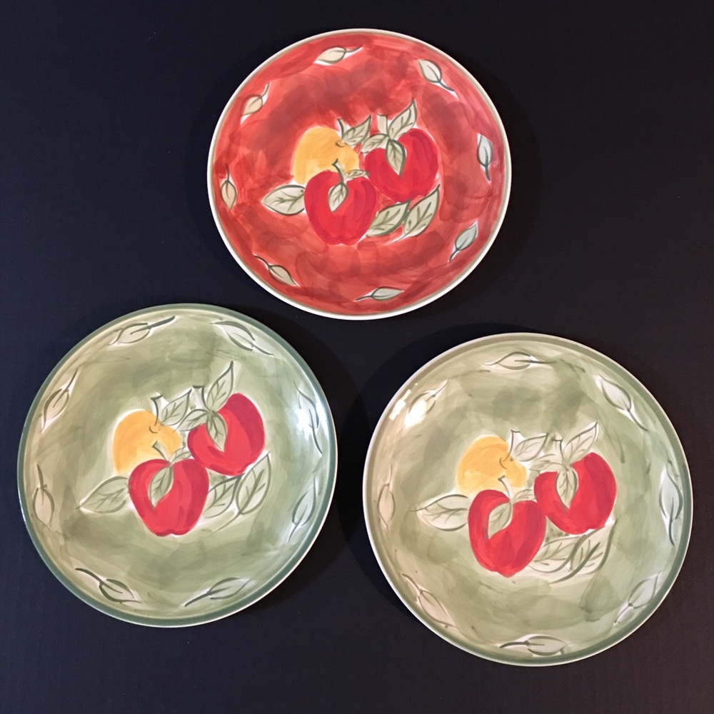 April Cornell 8” Salad Apple Plates Ser of 3 New